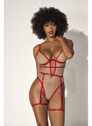 Body chair et couture rouge sexy - MAL8818RED